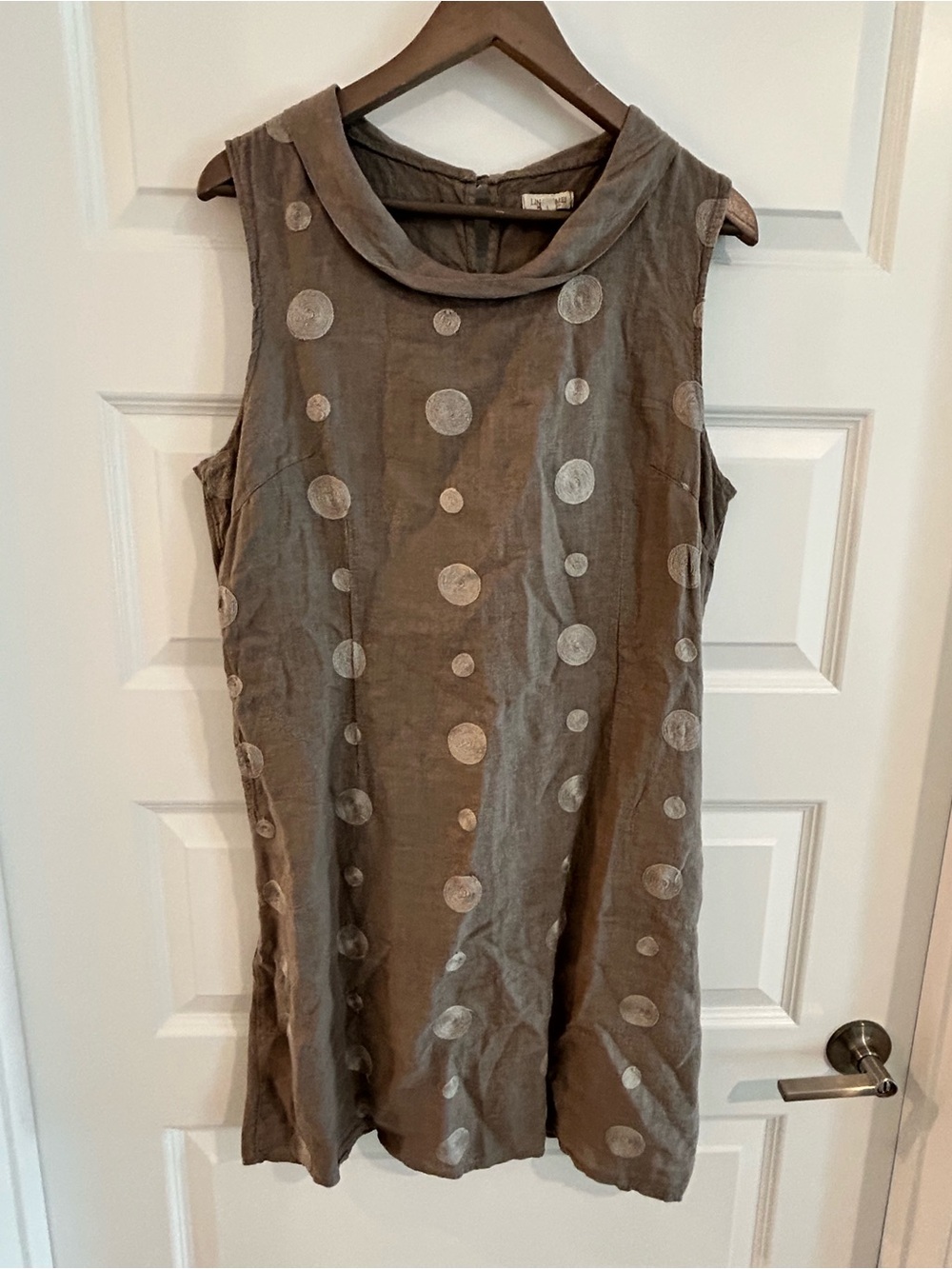 Lina Tomei Linen Embroidered Dress Gray Size L